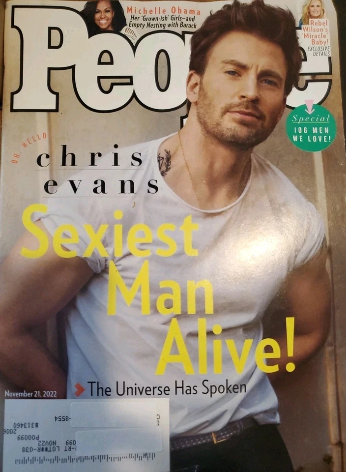 People Magazine Nov 2022 Chris Evans Sexiest Man Alive America, Like New - Image 1 of 1