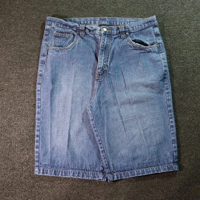VTG 90s BUGLE BOY BAGGY FADED DENIM BLUE SKATER JEAN SHORTS W36 - Image 1 of 4