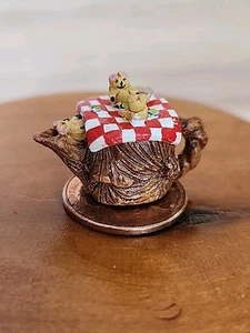 1:12 Dollhouse Miniature artisan Veronique Cornish Porcelain Teapot Teddy Bears - Picture 1 of 10