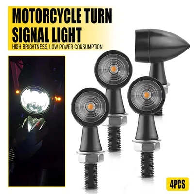 4PCS Motorcycle LED Bullet Turn Signals Blinker Light Indicator Amber Black Lamp - Image 1 of 4