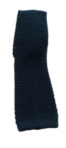 Lands End Strickkrawatte 100 % Seide knusprig marineblau quadratisches Ende Italien lang 61" x 2,75" - Bild 1 von 10