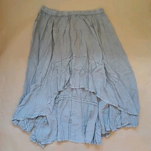 Earthbound Trading Co Tiered Hi Low Maxi Skirt Size XL Gray Boho Hippy Festival - Picture 1 of 8