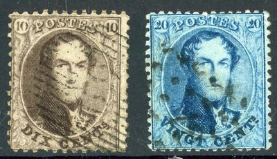BELGIUM 1863-65 USED #14-15, KING LEOPOLD I !! I 132 - Image 1 of 2