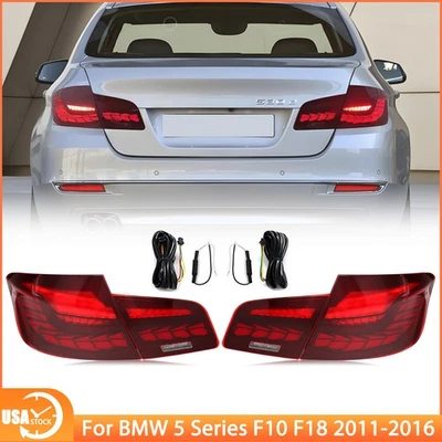 Red LED Tail Lights For 2011-2017 BMW5 F10 F18 M5 w/Startup GTS Rear Lamps Foto 1 de 4