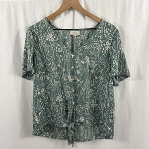 Damen Loft Outlet Top elfenbein/mintgrün Blumenmuster Größe Large Bindesaum - Bild 1 von 9