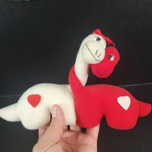 Vintage Plüsch Applause Marke Dyno Love Dinosaurier rot und weiß mit Tush Herzen  - Bild 1 von 12