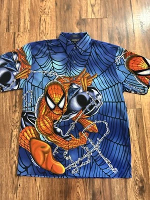 Vintage Change Spider-Man Button Down Shirt Mens Size Medium Marvel Comics - Image 1 of 4