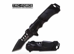 Tac Force TF-690TB All Black Spring Assisted Folder Knife W/ Tanto Blade