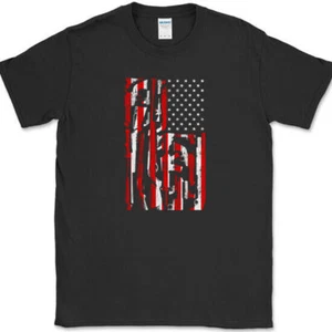 Guns American Flag T-Shirt USA America Carry Patriot Shooting Freedom Tee - Picture 1 of 10