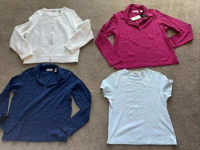 全新 Lord & Taylor PL 码,尺寸 L,尺寸 XL T 恤或全拉链白色毛衣 — 第 1/4 张图片