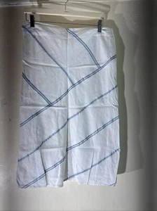Womens Principles Uk 12 White 100% Linen Stripe Knee Length Lined Pencil Skirt - Picture 1 of 6