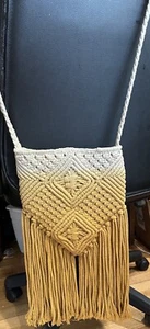 Mossimo Supply Co. Handmade Macrame Yellow Ombre' HIppie Crossbody Bag 28 - Picture 1 of 7