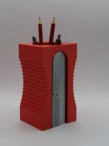 Sharpener Pencil Holder, Red Desk/ Office Organiser 3d printed - Picture 1 of 2