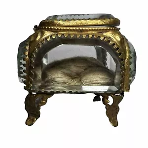 Antique Perfume Bottle Box Glass Jewerly Box - Picture 1 of 12