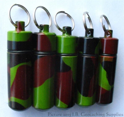5 Camouflage Slimline Bison Tube Geocache Containers - Imagen 1 de 4