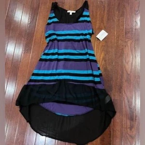 NWT Black purple and blue tunic top with sheer hemline size medium - Picture 1 of 4