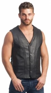 Men's Motorcycle Leather Vest 6036 - Picture 1 of 3