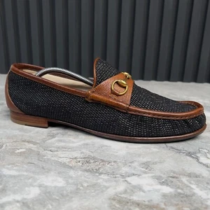 Gucci 1953 Horsebit Halbschuhe schwarz Raffia braun Leder 11,5 G oder 12 US 45,5 EUR - Bild 1 von 11