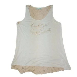 Maurices Graphic Tank Top Womens Size Medium Beige Off White Casual Party - Picture 1 of 8