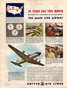 VINTAGE 1945 UNITED AIRLINES ZWEITER WELTKRIEG MILITÄRDRUCK ANZEIGE - Bild 1 von 1