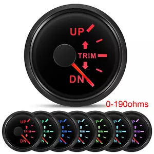 2" 52mm Trim Meter Gauge Up-Down 0-190ohms 7 Colors LED for Marine Boat Yacht - Picture 1 of 14
