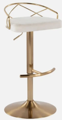 Регулируемый поворотный барный туалетный столик Lumisource Charlotte гламурный кремовый бархат и золото - Изображение 1 из 3