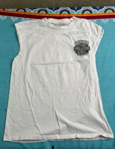 T-shirt senza maniche Harley Davidson double face Richmond, Virginia bianca taglia L - Foto 1 di 11