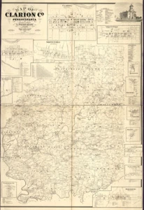 1865 Mappa della Contea di Clarion PA Genealogia dei pozzi petroliferi - Foto 1 di 4