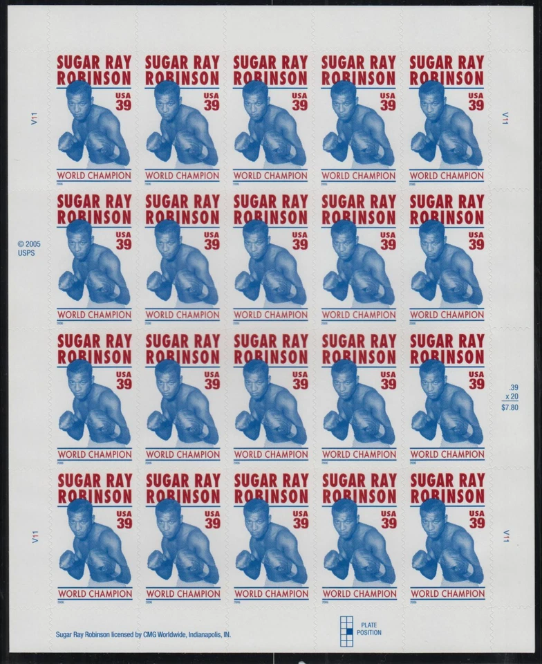 2006 Sugar Ray Robinson boxer 39c Sc 4020 painel perfeito de 20 - Imagem 1 de 1