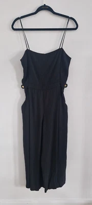Sass & Bide black cropped jumpsuit UK 10 open back Stepping Stones wide leg  - Image 1 of 4