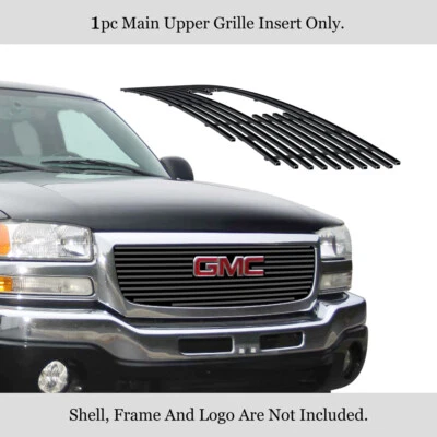 Se adapta a 03-06 GMC Sierra 1500/2500HD/3500 rejilla de billet de acero inoxidable negro Foto 1 de 4