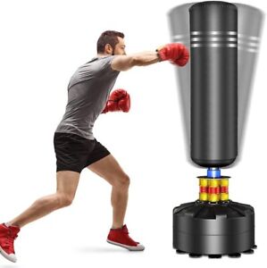 Adult Free Standing Boxing Punch Bag HeavyDuty Black Suction Cup Base with Glove