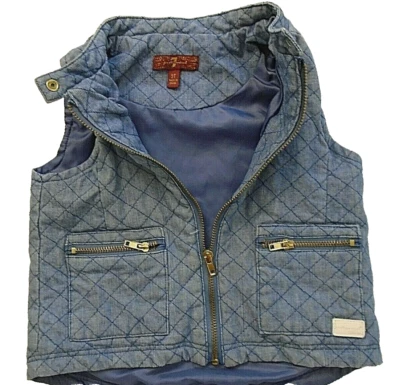 7 For All Mankind 绗缝 Sleveless 毛衣背心全拉链幼儿尺寸 3T 蓝色 — 第 1/4 张图片