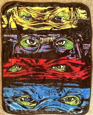 Vintage Nickelodeon Teenage Mutant Ninja Turtles Fleece Throw Blanket 37 x 46 - Image 1 of 4