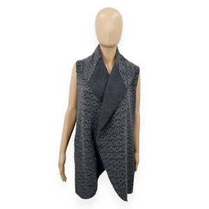Adrienne Vittadini Gray Wool Blend Open Shawl Pocket Cardigan Sweater Small - Picture 1 of 8