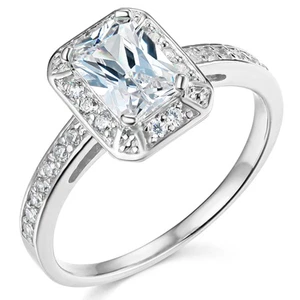 Gold 14K White Gold Cubic Zirconia Engagement Ring - Picture 1 of 5