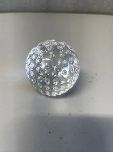 Vintage Crystal Glass Golf Ball Paperweight 2 1/2 Inches By 2 1/2 Inches - Picture 1 of 7