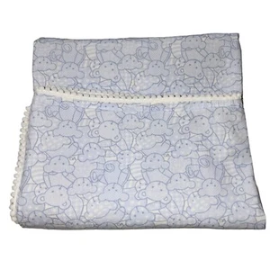 Coperta bambino vintage fatta a mano orsacchiotto blu gingham bordo bianco asilo 40" x 33" - Foto 1 di 8