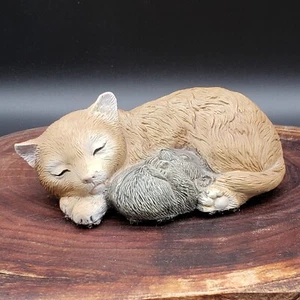 De Colección Figura Gato Resina Dormir Naranja Tabby y Ratón Taiwán 5.5" Decoración Animal - Imagen 1 de 7