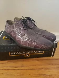 Zapatos de vestir Stacy Adams para hombre 9.M gris estampado cocodrilo cuero con cordones 24413-020 - Imagen 1 de 12