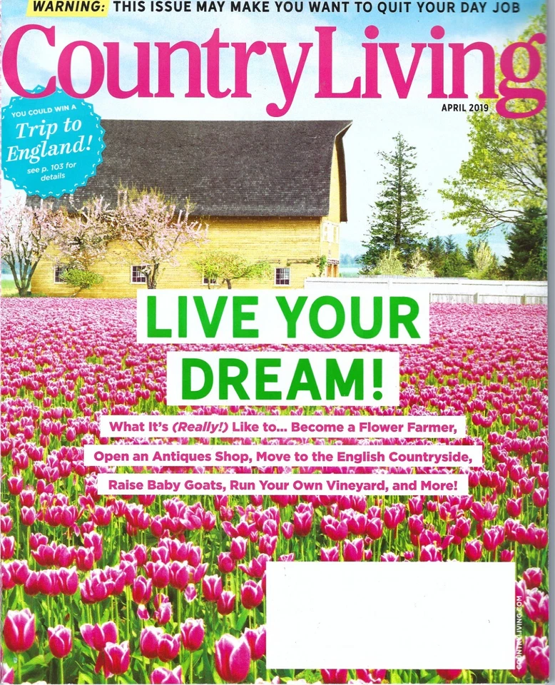 Country Living Magazine April 2019 Live Your Dream Flower Farmer Antiques Shop - Изображение 1 из 1
