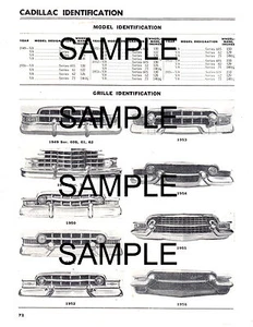1946 1947 1948 1949 1951 1952 1953 - 1956 LISTA DE PIEZAS DE PARACHOQUES DE PARRILLA CADILLAC - Imagen 1 de 2