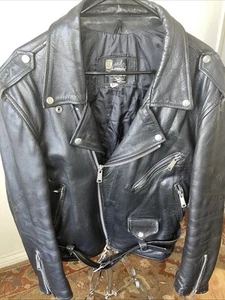 Sz 42 Vtg London leather Connection New York Black Leather Motorcycle/MC Jacket - Picture 1 of 18