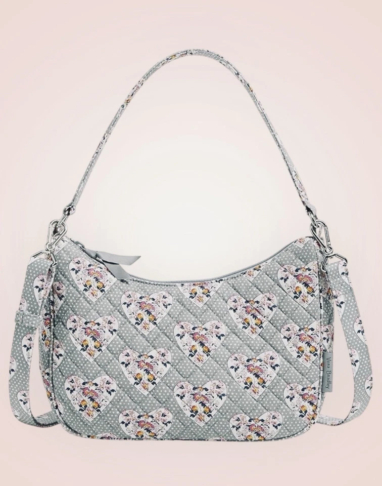 Bolso Bandolera Vera Bradley Frannie Media Luna Mon Amour Gris Corazones Foto 1 de 4