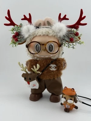 Labubu Clothes Christmas 🤎 Outfit Antlers 🤍 Brown Fuzzy Sweater (No Doll) - Image 1 of 4