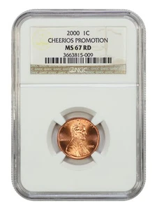 2000 1C NGC MS67RD ("Cheerios" Cent) - Lincoln Cent (Modern) - Neat Promo Issue - Picture 1 of 2