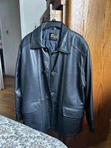 Reed Men’s Genuine Leather Jacket Size L Black USA Made Excellent Condition - Picture 1 of 2