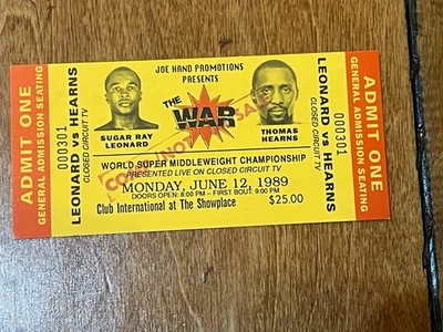 Boleto de boxeo completo sin usar Sugar Ray Leonard V Thomas Hearns 1959 The War Foto 1 de 4