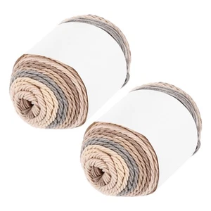 Acrylgarn zum Häkeln, 422 Yard 5-fädiges (2 Pack x 100g, Grau, Braun, Beige) - Bild 1 von 6