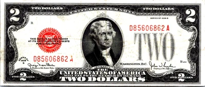 1928-G $2 "SELLO ROJO" (SERIE DE LUJO # D85606862A) Licitación legal en estado bastante bueno-CVF-fr. 1508 Foto 1 de 3